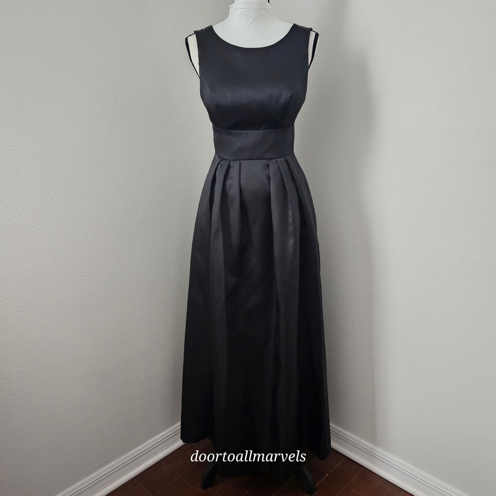 ALFRED SUNG Maxi Cocktail Dress Evening Sleeveless Open Back Audrey Hepburn sz4
